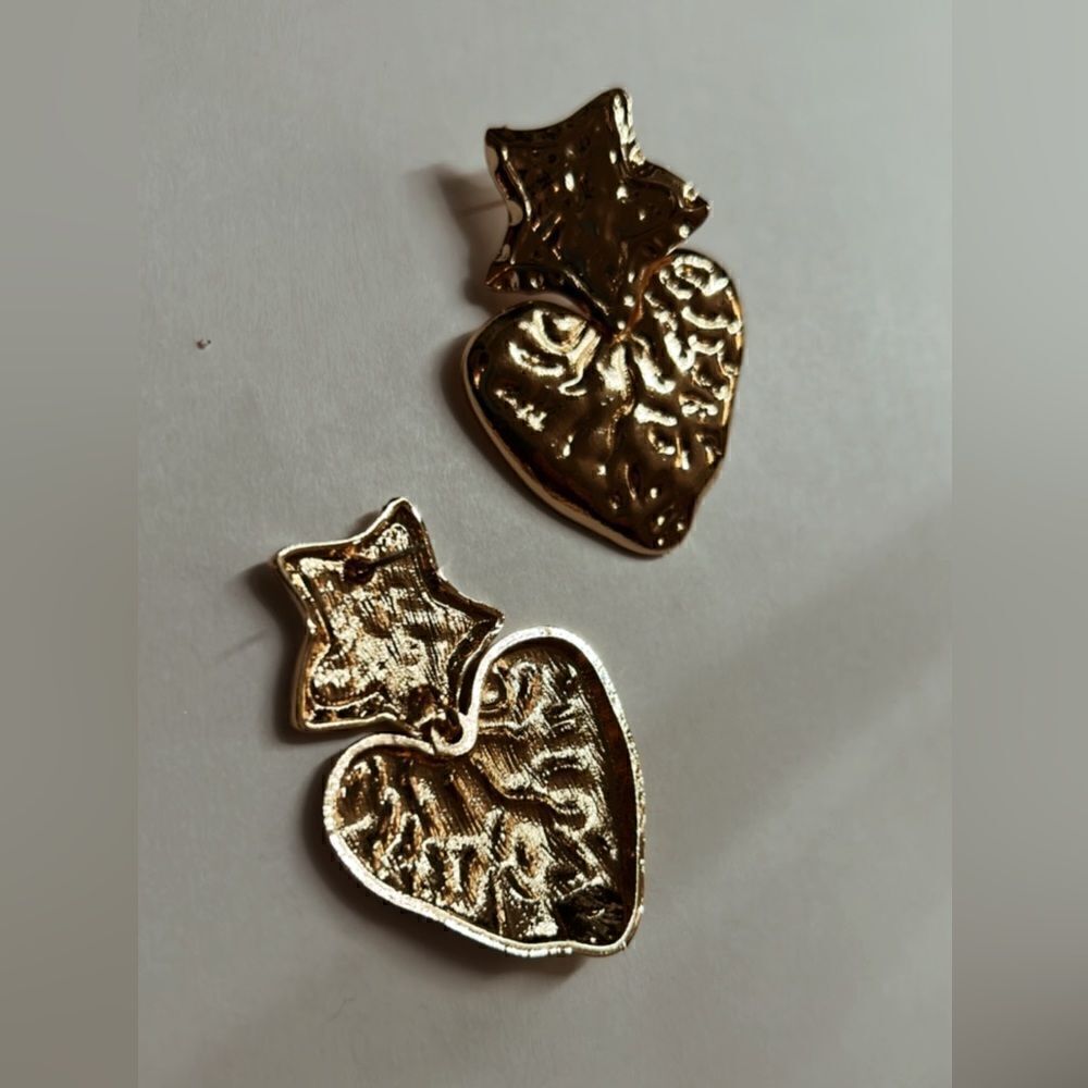 Heart dangle earrings A135 - Picture 4 of 5